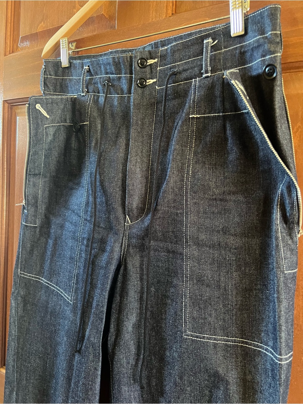 Yohji Yamamoto Jeans Dark Denim Pants Wide Leg Blue Indigo Size S (2 Japanese) - Picture 5 of 15